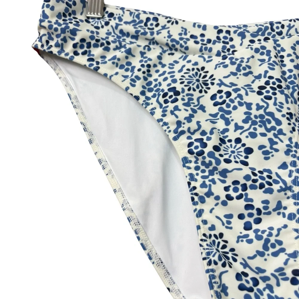 Summersalt Floral White Blue High Waisted Swim‎ Bottoms Size 8